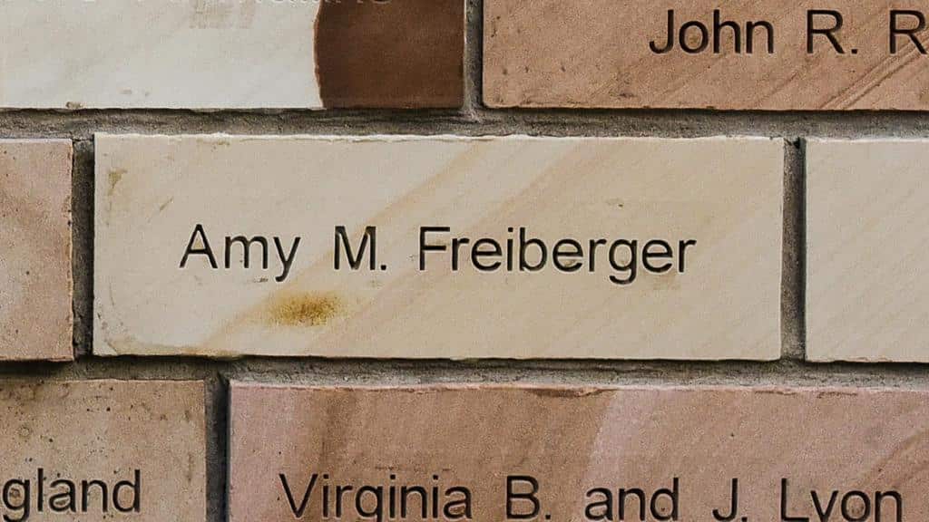 brick engraved with name Amy M. Freiberger