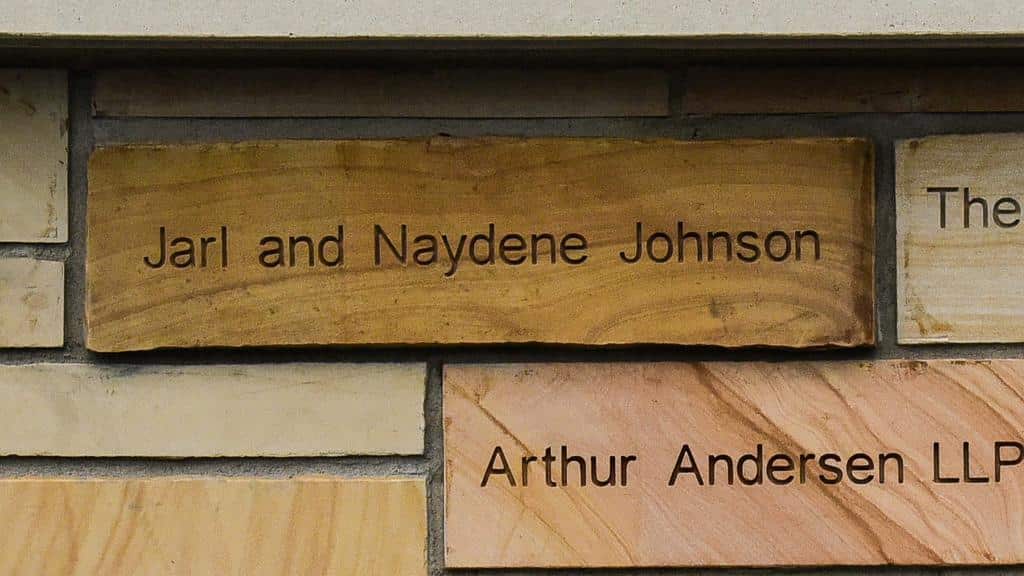 brick engraved with name Jarl and Naydene Johnson
