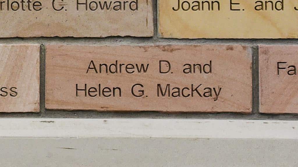 brick engraved with name Andrew D. and Helen G. MacKay