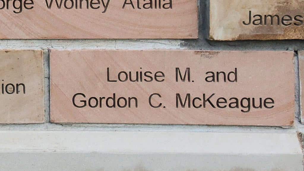 brick engraved with name Louise M. and Gordon C. McKeague