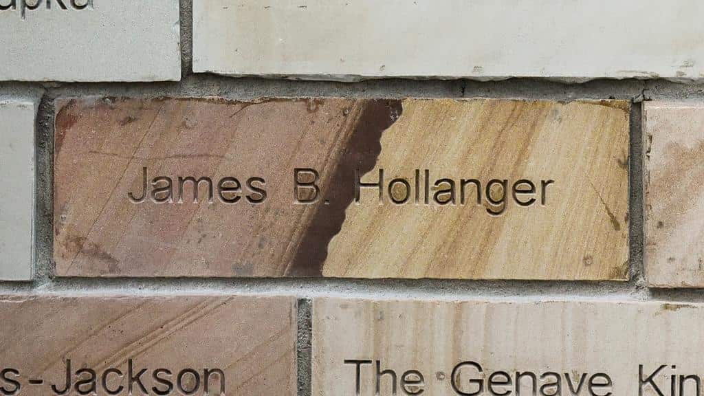 brick engraved with name James B. Hollanger