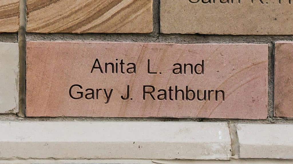 brick engraved with name Anita L. and Gary J. Rathburn