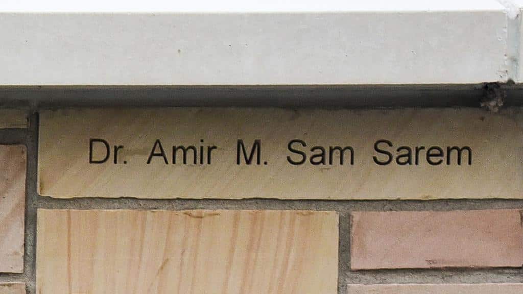 brick engraved with name Dr. Amir M. Sam Sarem