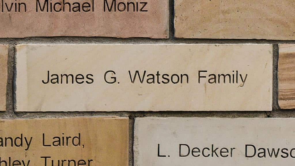 brick engraved with name James G. Watson Family