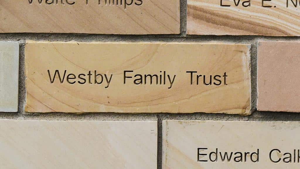 brick engraved with name Westby Family Trust
