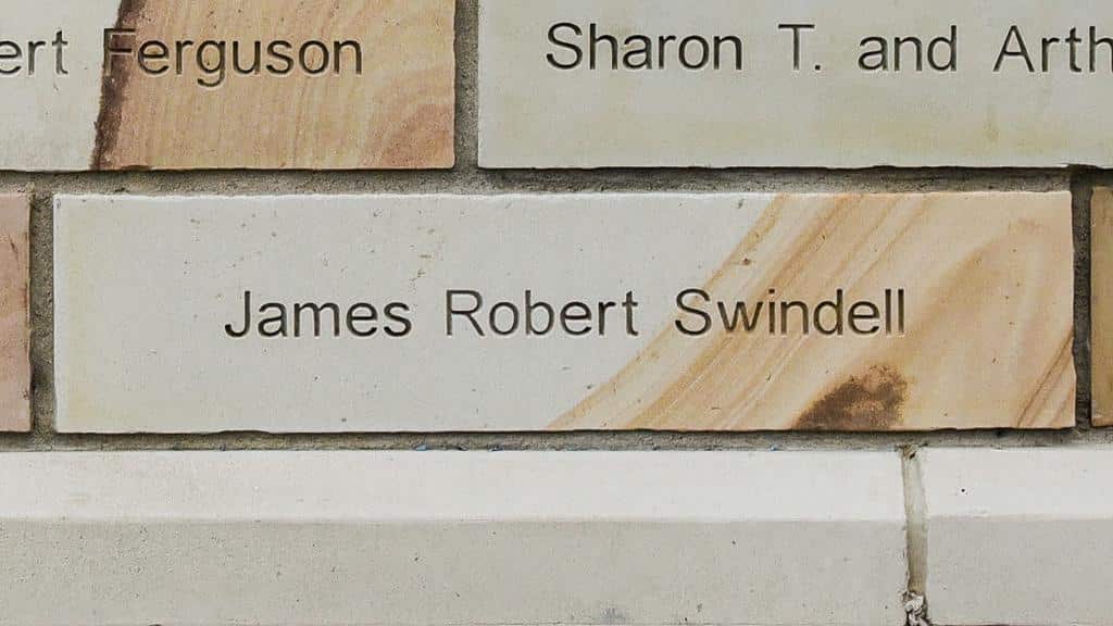 brick engraved with name James Robert Swindell
