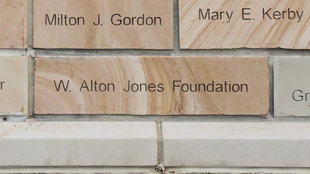 brick engraved with name W. Alton Jones Foundation
