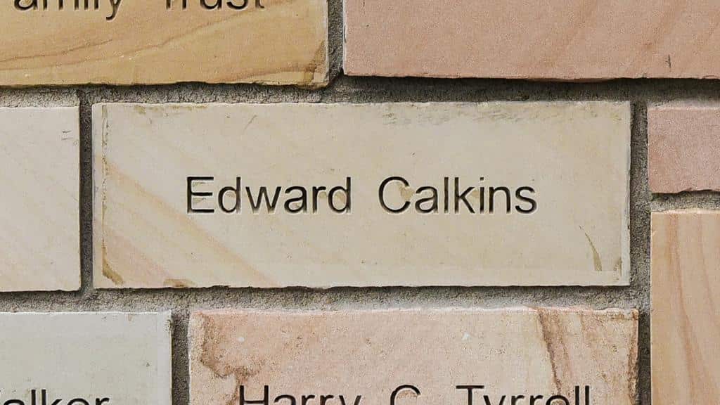 brick engraved with name Edward Calkins