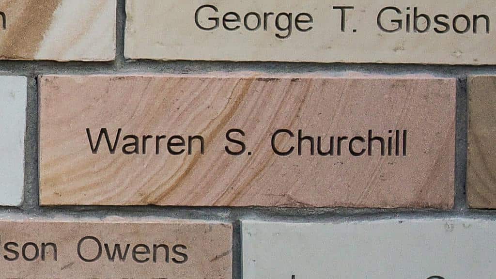 brick engraved with name Warren S. Churchill