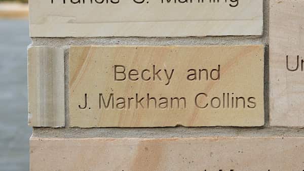 brick engraved with name Becky and J. Markham Collins